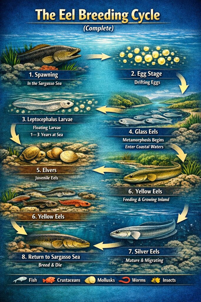 Eels Breeding Cycle Infographic