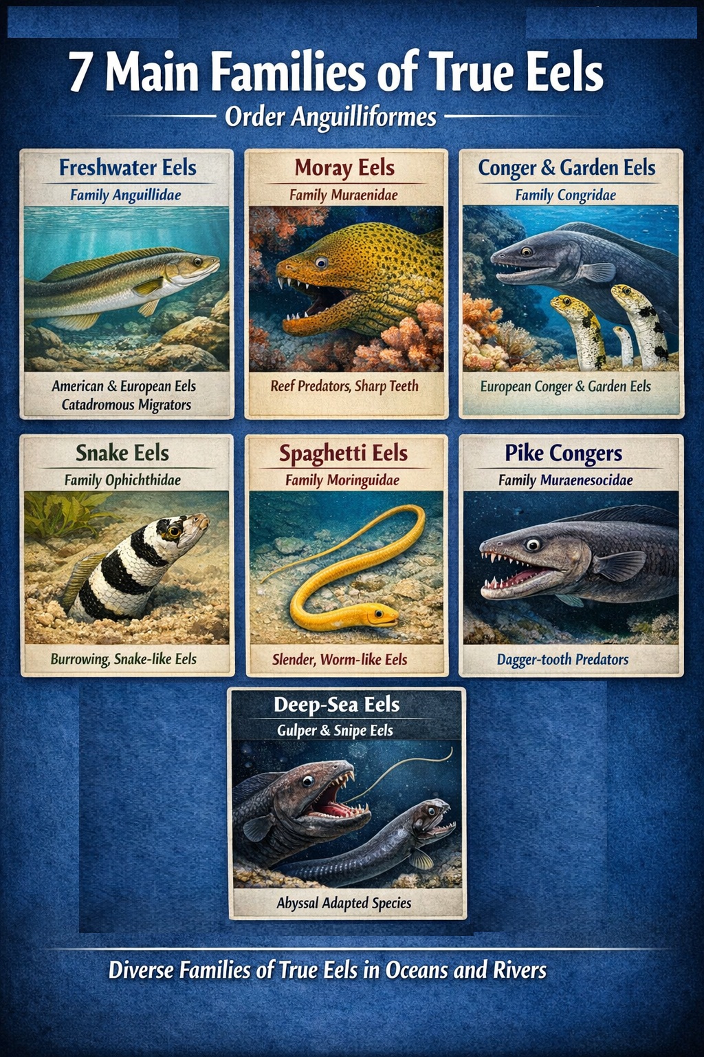Types of Eels: Classification, families and Diversity