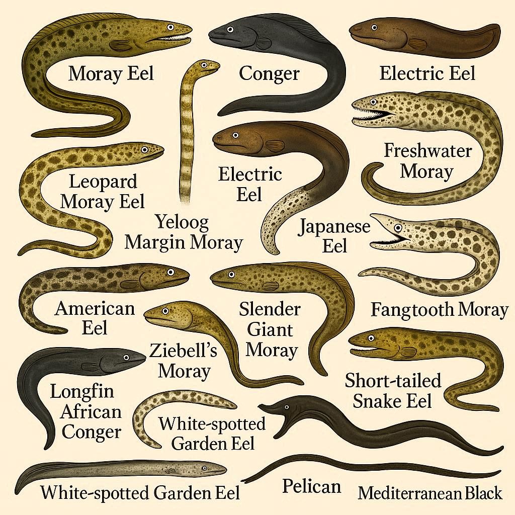 all types of eels