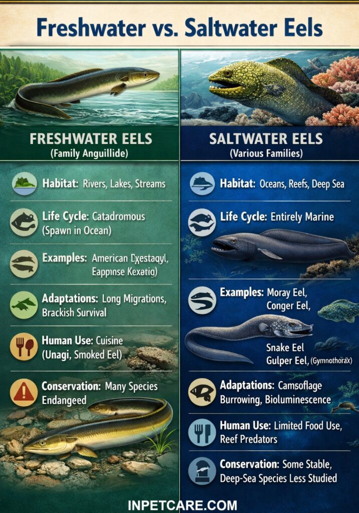 Freshwater Eel vs Saltwater Eel Infographic