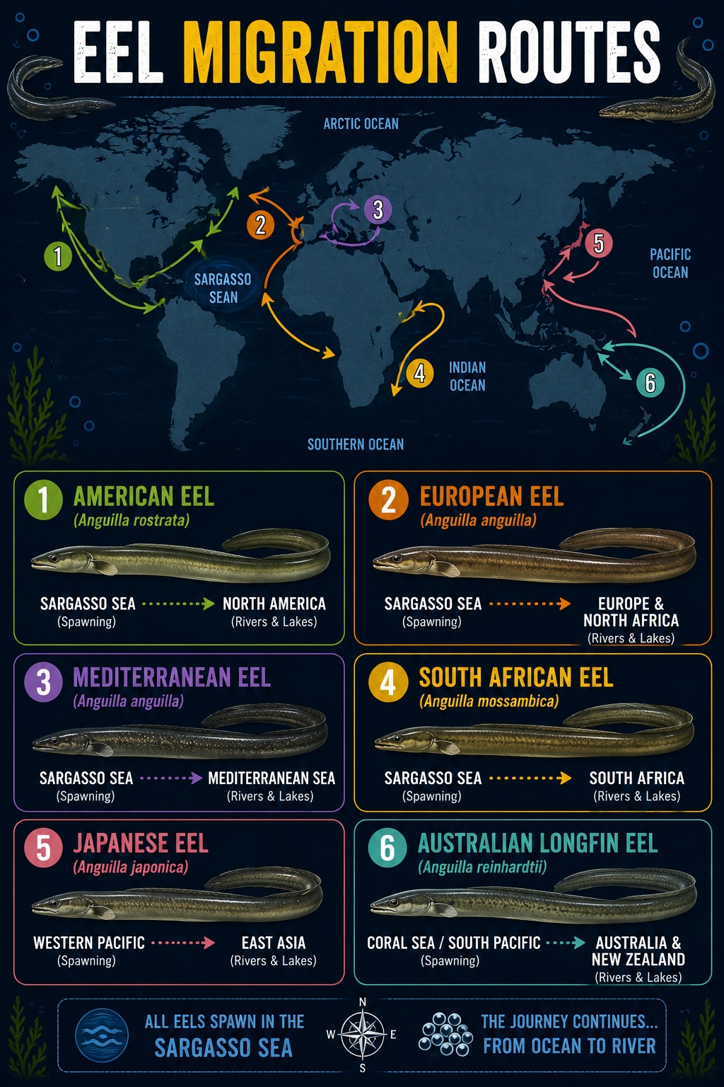 Mysteries of Eel Migration Routes Explained