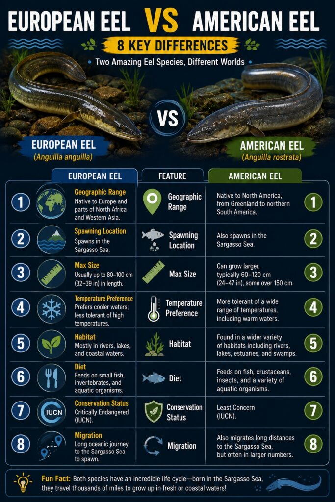 European Eel and American Eel Comparison