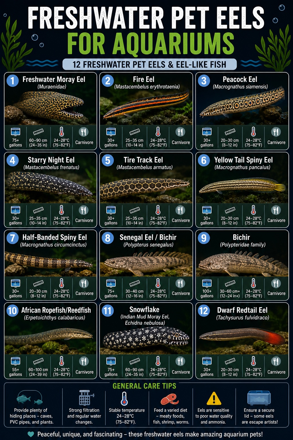 Freshwater Pet Eels & Eel‑like Fish