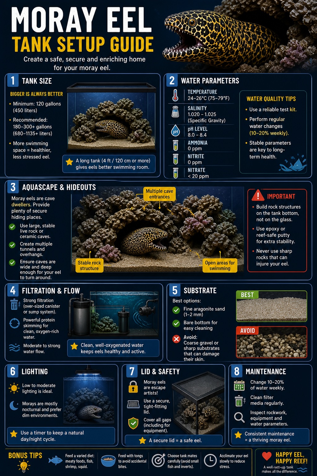 Moray Eel Tank Setup Guide Infographic