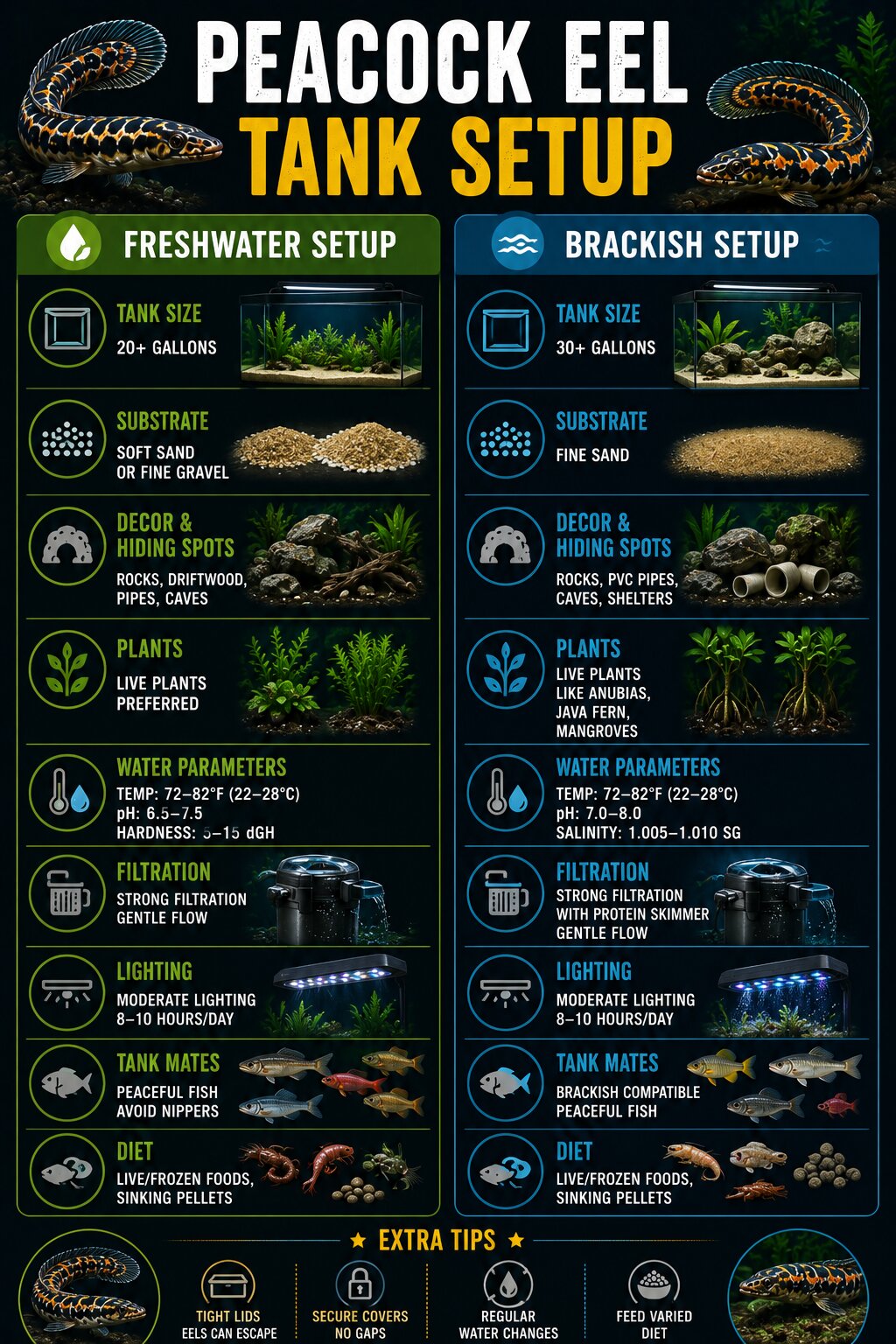 Peacock Eel Tank Setup Infographic